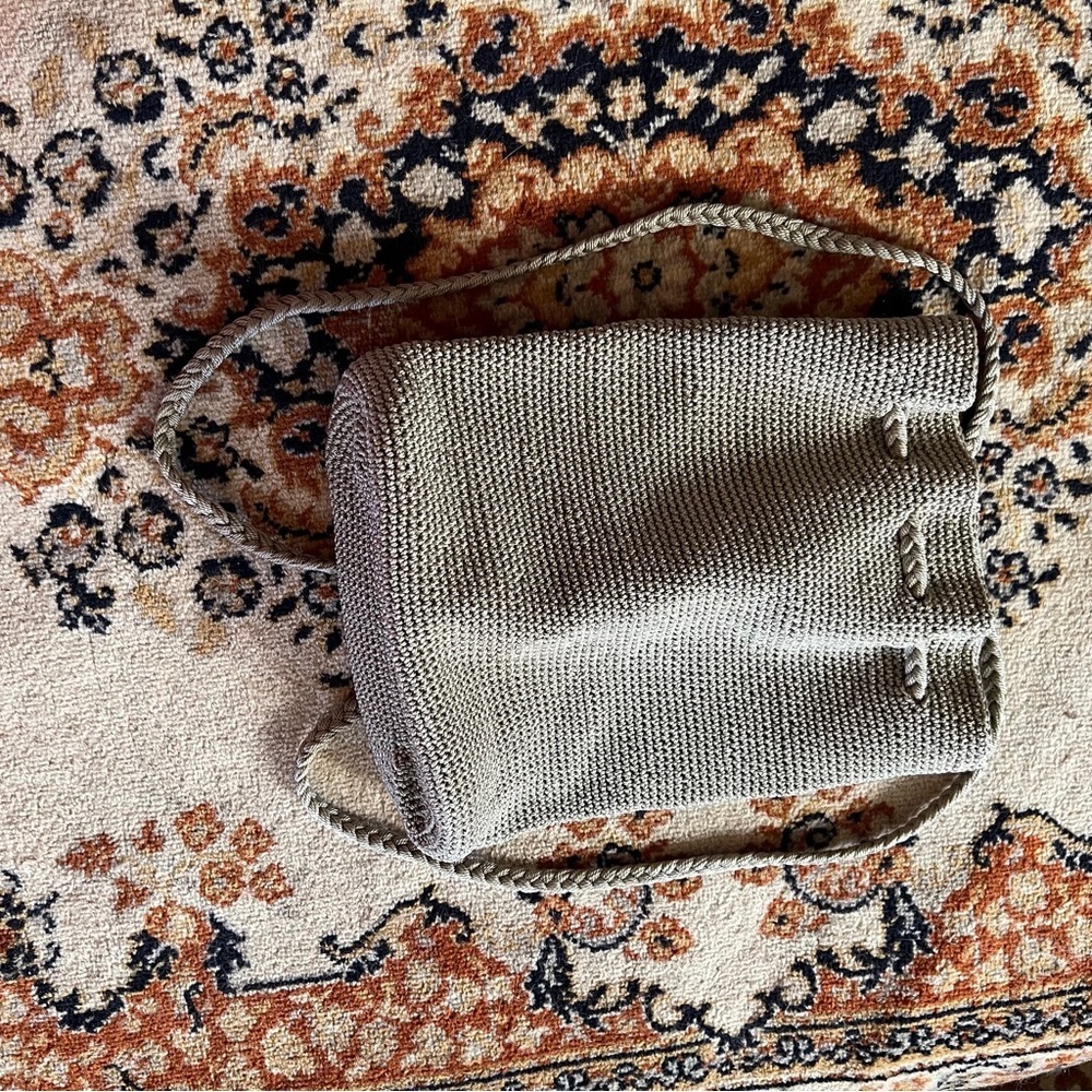 Taupe Knit Drawstring Bag - Picture 4 of 7